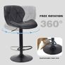 Bar Stools Set of 2 Bar Chairs,Modern Height Adjustable Kitchen Stools With Backs, Swivel Faux Leather Kitchen Island Chairs(All Black) Image 5