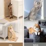 L Shape Vertical Cat Scratcher with Ball Toy, 68cm High, Brown  Stand Up Cardboard Cat Scratcher, Scratching Board for Indoor Cats, Protecting Furniture Scratch Pad Image 3