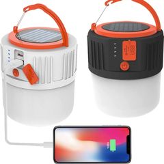 2 Pack Solar Camping Light, LED USB Rechargeable Tent Lamp, Waterproof 5 Modes Outdoor Lantern for Hiking, Camping, Fishing, Hunting, Emergency, Garden, Gazebo (FREE POSTAGE)