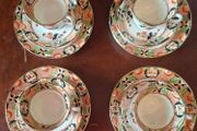 antique English bone china tea cups, saucers  and plates.