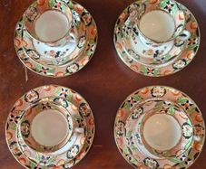 antique English bone china tea cups, saucers  and plates.