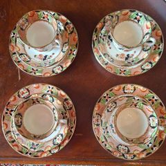 antique English bone china tea cups, saucers  and plates.