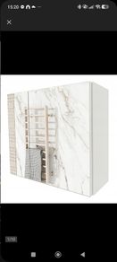 Bathroom Unit Shelf With Mirror White