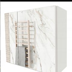 Bathroom Unit Shelf With Mirror White