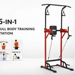 6-in-1 Adjustable Pull Up Bar Stand Heavy Duty  with Resistance Bands