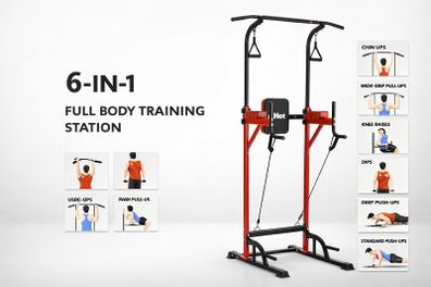 6-in-1 Adjustable Pull Up Bar Stand Heavy Duty  with Resistance Bands