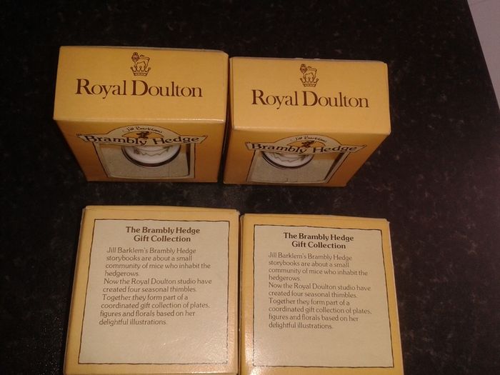 Royal Doulton. The Brambly Hedge collection.  The four seasons spring summer autumn winter thimbles