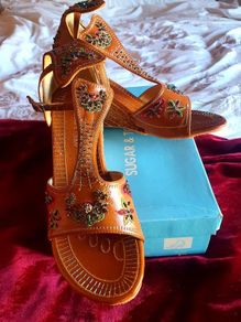 Tan beaded wedges