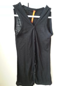 Black Sleeveless Top with Buttons - Festival Wear