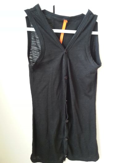 Black Sleeveless Top with Buttons - Festival Wear