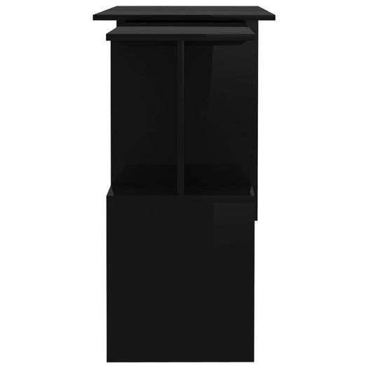 Corner Desk High Gloss Black 200x50x76 cm Chipboard
