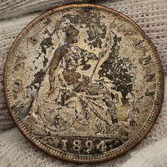 Great Britain 1894 Queen Victoria Penny Silver Plated