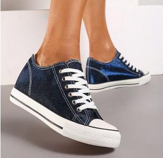 Amazing Metallic Blue Shoes - Hidden Wedge Lace Ups size 6