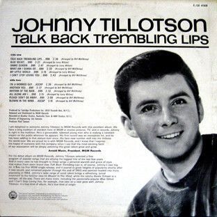 Johnny Tillotson Talk Back Trembling Lips LP
