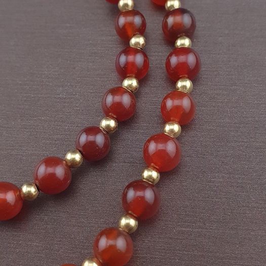 Vintage Treasure Vase Pattern Agate & Carnelian Beads Necklace