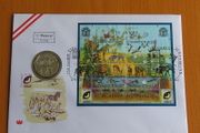 Silver 5 euro Austria 2002 Vienna Zoo 250 years coin stamps cover