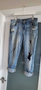 BERSHKA Boyfriend Ripped Jeans Sz 40 (Fit 14-16UK)