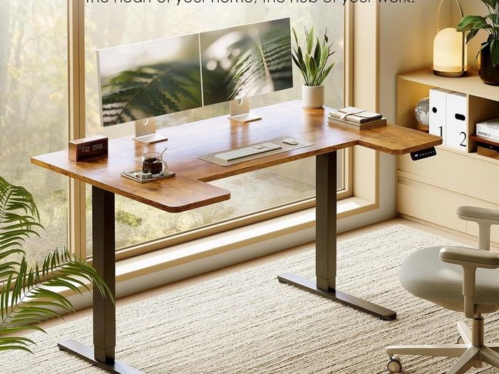 Electric Standing Desk, 140cm U Shaped Height Adjustable Desk with 3 Memory Smart Panels
