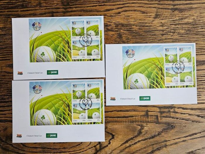 2006 Ireland Ryder Cup Matches Commemorative Stamps Booklet Pane featuring sets issued to commemorate Ryder Cup in Ireland with golf ball Mint Never Hinged (MNH). Hibernian HP1
