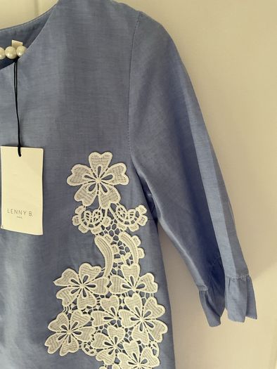 top Bnwt Lenny b top T1 button backed top blue & lace