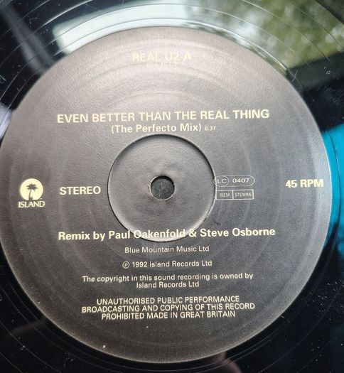 U2 - Even Better Than The Real Thing (Remix) 12" Vinyl EP (1992) Ltd Ed Electro House Trance VG+