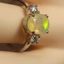 Rare Ethiopian Opal & Lab Diamond Trilogy Ring Image 3
