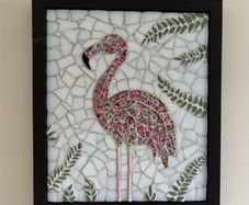 Handmade Framed Flamingo Mosaic