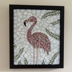Handmade Framed Flamingo Mosaic