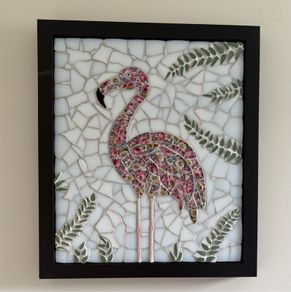 Handmade Framed Flamingo Mosaic