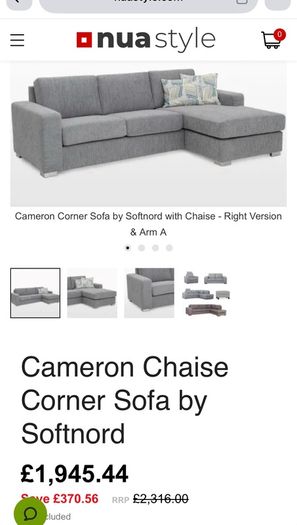Grey Corner L sofa/couch