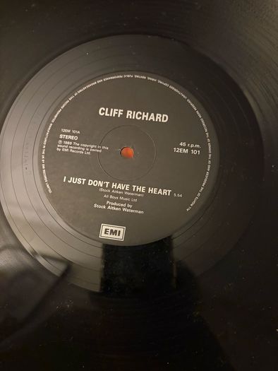 Cliff Richard I Just Don't Have The Heart 1989 UK 12 Vinyl Single