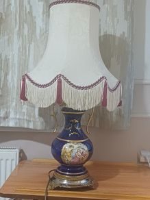 Vintage blue and gold ceramic table lamp
