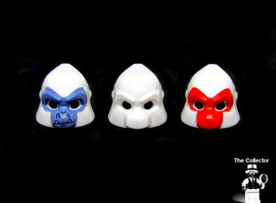 Lego Lot Of Errors Gorilla Minifigure Headgear Mask Error Prototype Test Print Colour One Is The Right Colour And One Has No paint And The Other Is A Error Colour Rare And Hard To Find