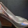 Nine West Silver Open Toed Wedge Image 2