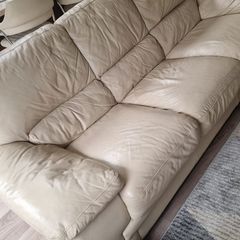 Cream leather 3piece suite