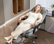 Office Chair with Footrest, Pet-Friendly Leather Reclining Ergonomic Computer Desk Chair with Double-Layer Padding, Upholstered Swivel Recliner for Home Office, Working, Black