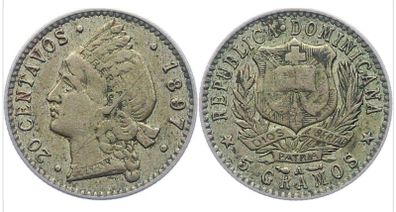 1897 Dominican Republic 20 Centavos