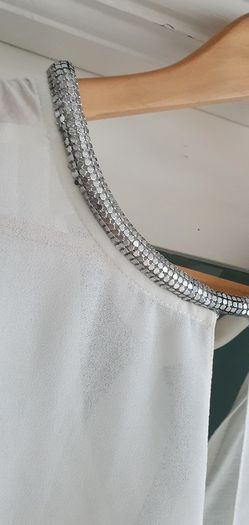 ZAPA Paris white layered embellished neck Sz 12