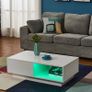 BRAND NEW Coffee Table Rectangle Living Room Storage With RGB LED + Large Drawer White Color Image 2