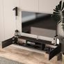 Floating TV Unit, Floating TV stand Cabinet, TV Units for Living Room 75 inch TVs, TV Stand Unit, TV Table, Media Wall Unit, TV Stands for Living room Entertainment Wall Unit (Black Oak) Image 5