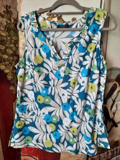 100% Linen MODA Sleeveless Top , UK 18 , Excellent Condition