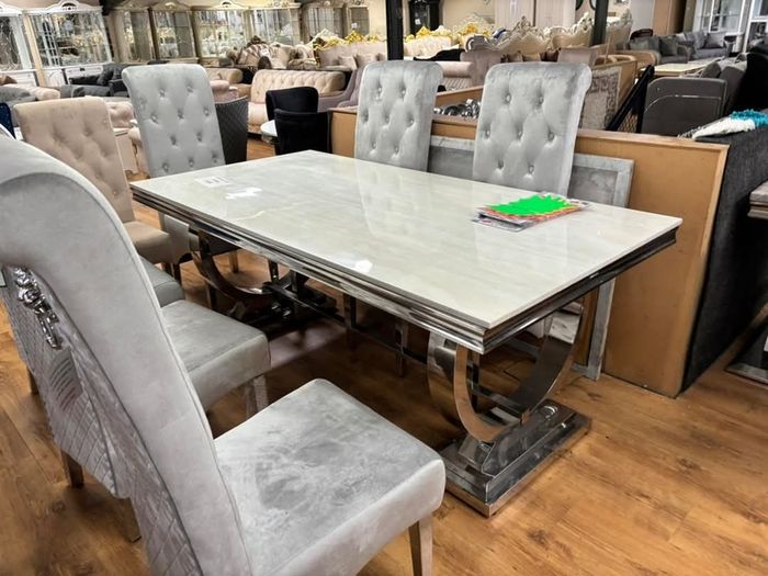 Marble Kitchen Dining Table With 6 Chairs
