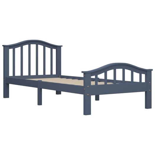 Bed Frame Grey Solid Pinewood 90x200 cm