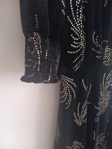 Gallery Black Velvet Dress  with silver embellishments