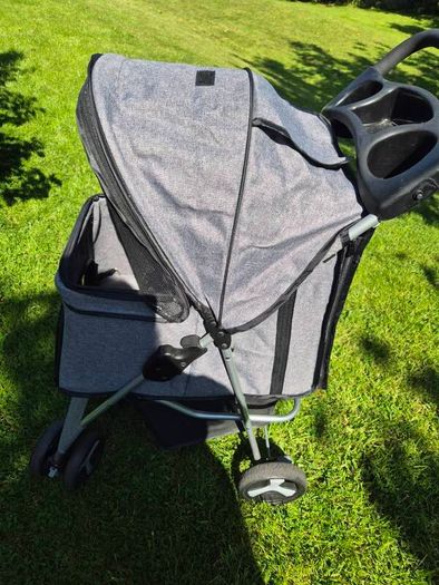 Trixie Grey Dog Buggy Stroller (Quick-Fold, Max 11kg)