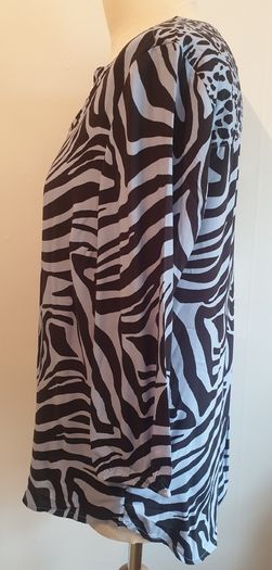 Cecil Animal Print Tunic Top Blouse New With Tags Black & Blue Guest Holidays Size S UK12 Payment By REVOLUT or PAYPAL