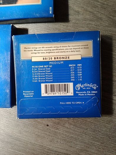 4sets of Martin acoustic guitar strings 13/46 gauge