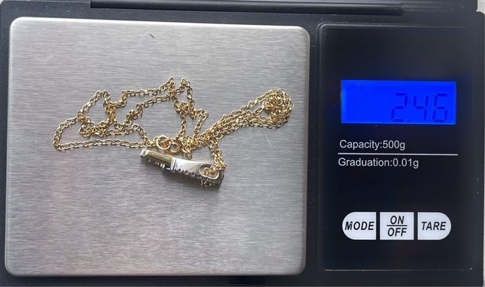 Two Tone 9ct Gold 0.06ct Diamonds and Sapphire Pendant