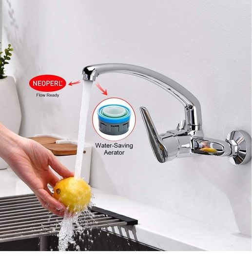 Ibergrif M16350 Wall Mounted Kitchen Mixer Tap Brass Chromed