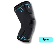 Compression Knee Support Sleeve | Elastic & Breathable | Black-Blue | Size L | New